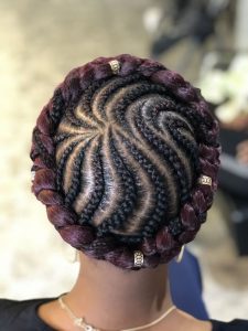 Halo Braids for African female hairstyle