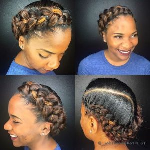 Halo Braids for African female hairstyle