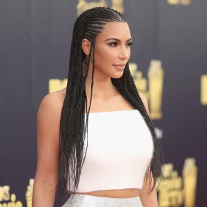 Kim Kardashian on braids on the red carpet